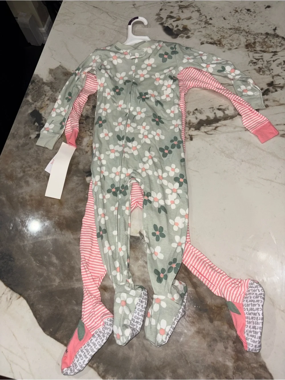 Carter's Pink Stripe Strawberry Footed One-Piece